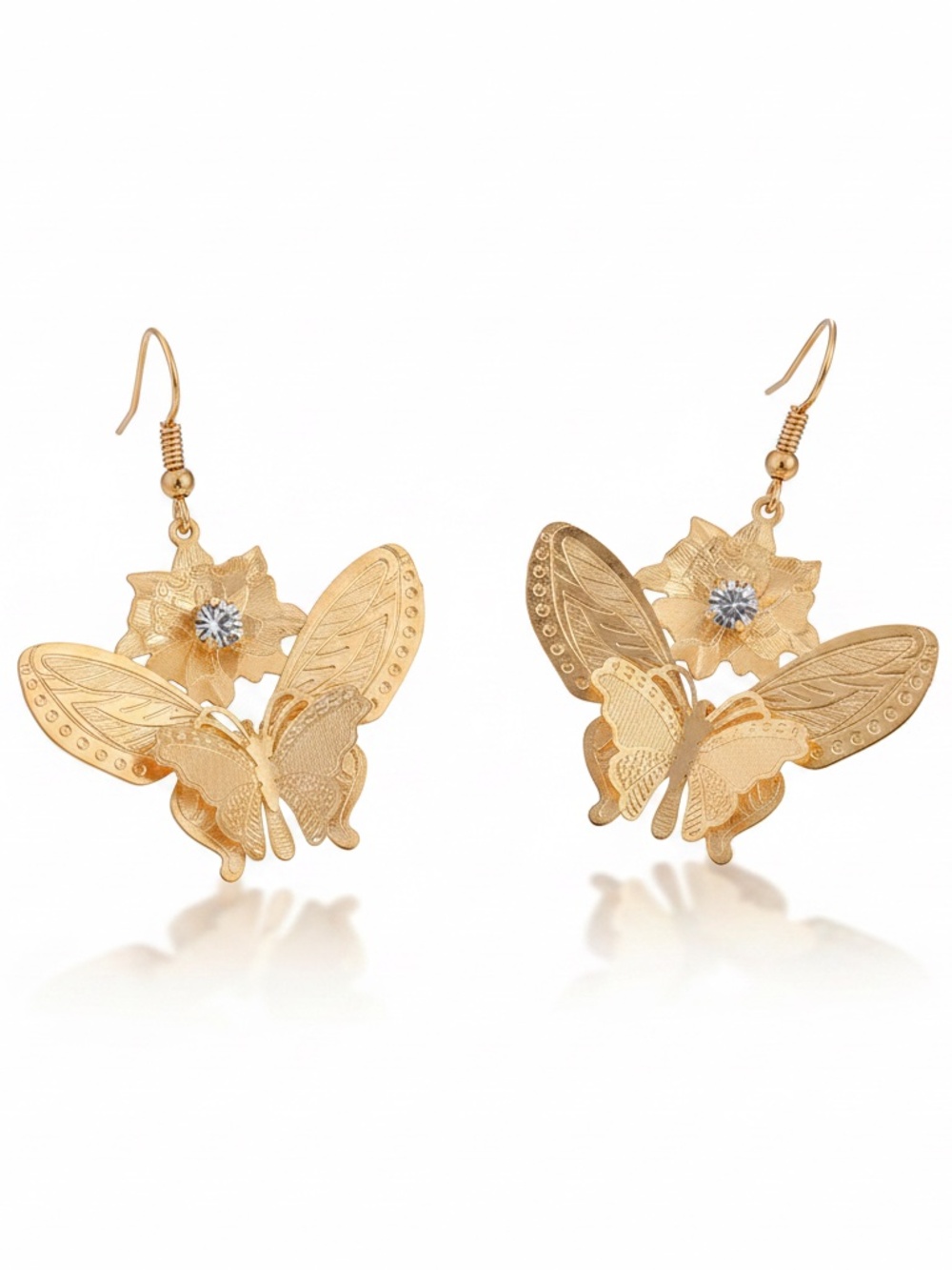 Womens Gold Tone ButterFly Dangle Earrings